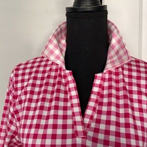 Draper James Lands End Polo Dress Size M Pink Gingham Old Money Preppy